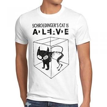 Herren T-Shirt „Schrödingers Katze“ – Big Bang Theorystil, XL, Weiß