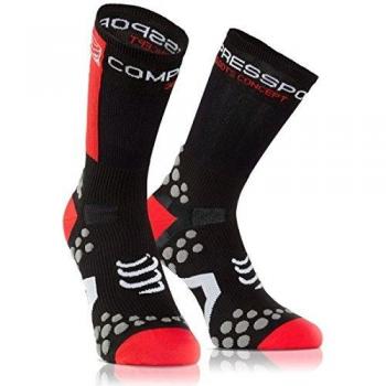 Calcetín de Ciclismo Unisex Compressport Bike 2.1 Negro/Rojo Talla 1