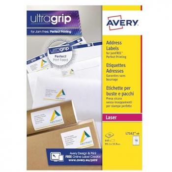 Avery L7162-40 White Laser Address Labels, 99.1mm x 33.9mm, 640 labels