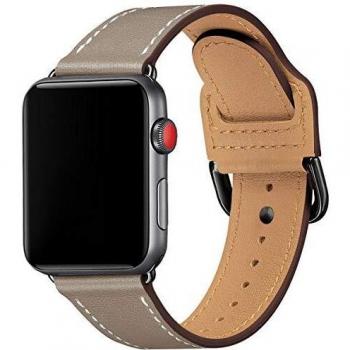 SUNFWR Thin Genuine Leather Strap for Apple Watch 38mm 40mm 42mm 44mm