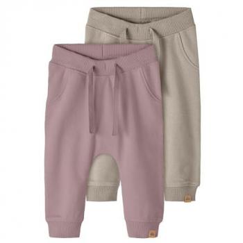 Sweathose NAME IT NBNTAKKI 2P SWEAT PANT NOOS, Baby, Gr. 62, N-Gr, beige (pure cashmerepack:pack with deauville mauve)