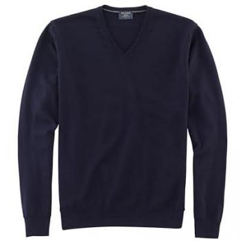 OLYMP Herren Pullover blau Merinowolle unifarben