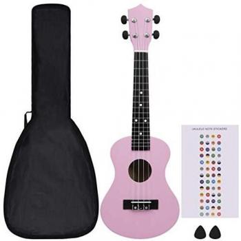 vidaXL Soprano Ukulele Set with Bag for Kids Pink 23