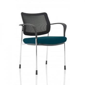 Brunswick Deluxe Mesh Back Chrome Frame Teal Seat With Armrests