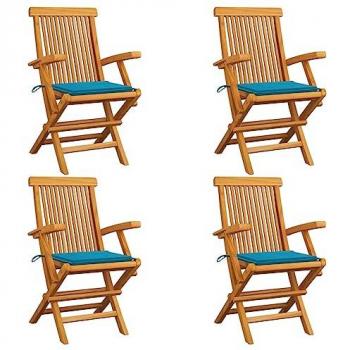 VidaXL Gartenstuhl „Calantha Blue“ – 4 Sitzgelegenheiten aus Teak