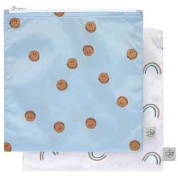 Pochette pour en-cas Happy Rascals Sourire bleu ciel