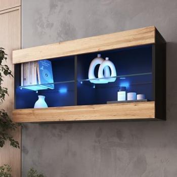 Komodee Vitrine Suspendue Noir 100 x 50 x 29 cm avec LED Bleues