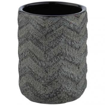 Bicchiere da bagno in ceramica Mantua, nero, Ø 7,5 x H 10 cm