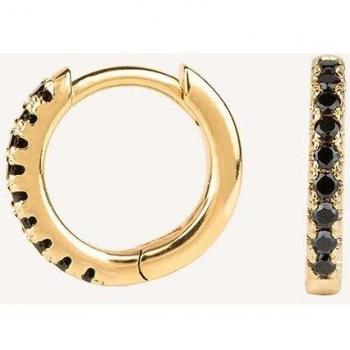 Pendientes Aro G3418 de Vidal & Vidal con acabados en oro 18 Kt y circonitas negras