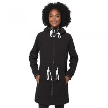 Marikoo Damen Softshell Mantel Schwarz mit Kapuze