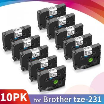 Topcolor 12 mm Etikettenstreifen TZE‑231 – 10-Pakete, ½ breit, kompatibel mit Bruder TZe-231
