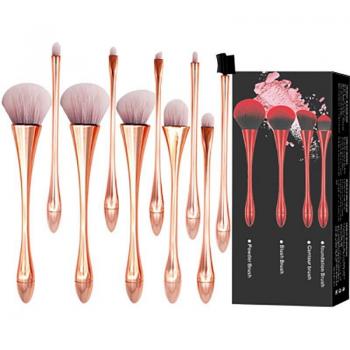 Trousse de Pinceaux Cosmétiques 10 Unité – Rose, Or, Rouge, Ocre
