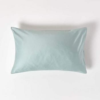Taie d'oreiller en coton bio 400 fils bleu givré 50 x 75 cm