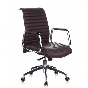 Fauteuil de Bureau Haut de Gamme ASPERA 10 Cuir Marron/Chrome HJH OFFICE