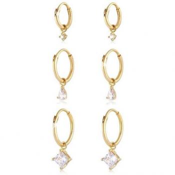 Set da tre orecchini in argento e zirconia