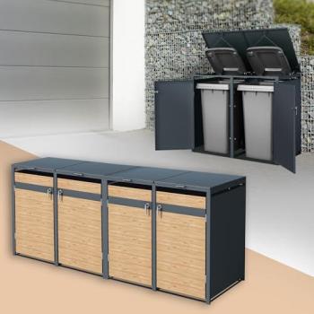 Copri Rifiuti ML‑Design 4 Porti Antracite 240L