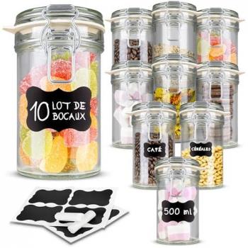 EcoTara 10 × 500 ml – Tarros de Almacenamiento con Tapa Hermética