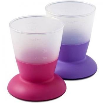 Bicchieri da viaggio per bambini, colori rosa e viola, set di 2 pezzi