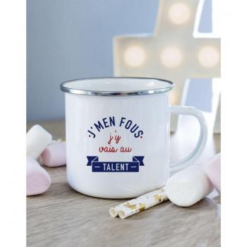 Tasse en métal J M EN FOU J Y VAIS AU TALENT