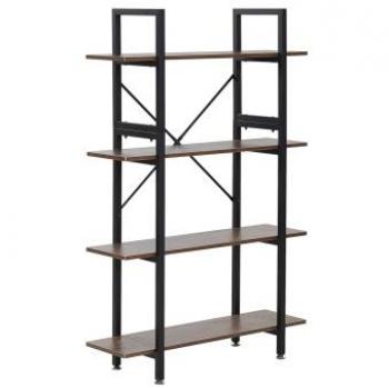 Bibliothèque Étagère 4 Niveaux Design Effet Bois Foncé et Noir Meuble de Rangement pour Salon Rétro Industriel et Moderne Beliani