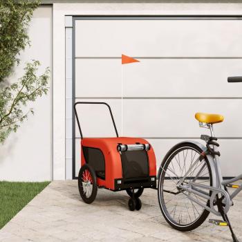 VidaXL Pet Cycling Trailer Orange and Black Oxford Fabric and Iron