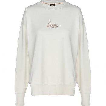 Sweatshirt BOSS ORANGE C_Eteia_2 Gr. XS, weiß (open white 118) Damen Sweatshirts mit doppelten Logo auf der Brust