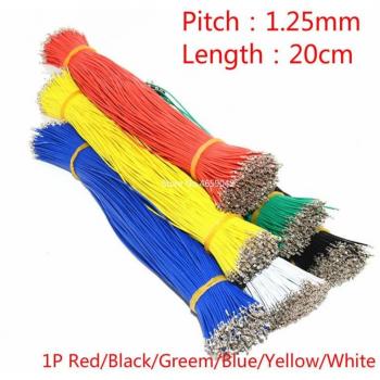 100Pcs JST 1.25mm Pitch 1P Connector Wire 20cm 28AWG