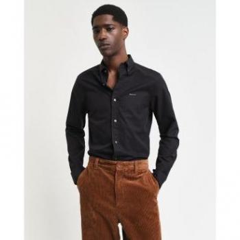 Herren‑Langarm Oxford in Schwarz – Gant 3000302 Pinpoint Slim Fit