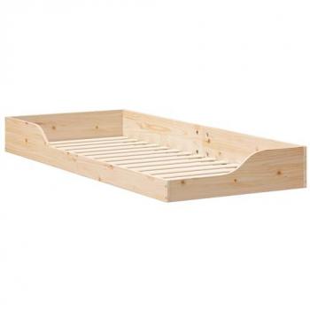 Cama de pino macizo marrón 100 x 220 cm
