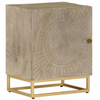 Vidaxl 40x30x50 cm Bedside Cabinet in Solid Wood Mango and Iron