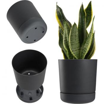 KADAX Blumentopf Anthrazit, 17 cm mit Untersetzer