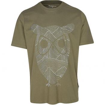 KnowledgeCotton Apparel T-Shirt Eule Regular L Olivgrün