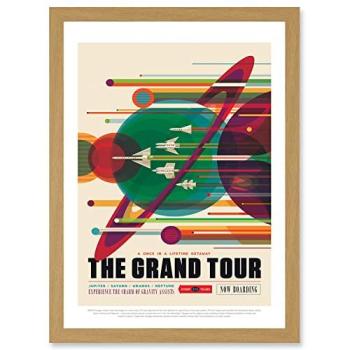 The Grand Tour: NASA Space Expedition – Jupiter, Saturn, Uranus & Neptune – A4 Wall Art Frame (Light Oak)