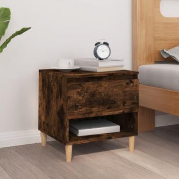 Smoked Oak Bedside Table 50x46x50 vidaXL Engineered Wood
