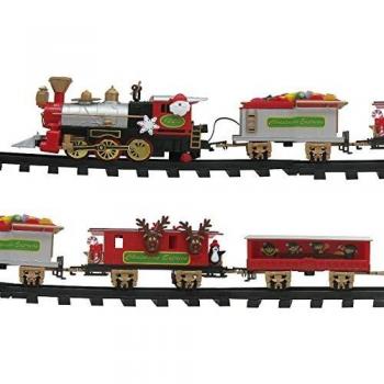 GREENERIES Treno a Vapore Decorativo per Albero Natalizio, 3 Vagoncini Inclusi