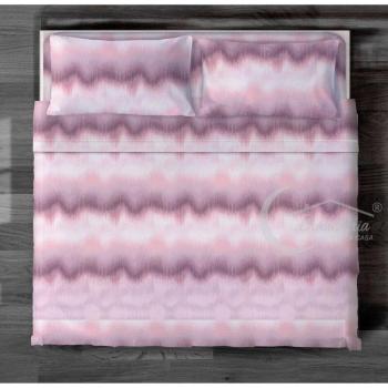 Completo lenzuola zig zag rosa puro cotone made in Italy 2 piazze