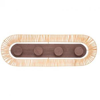 Patère à 4 Crochets Rattan – Design Tropique, 76 × 25 cm, Couleur Beige