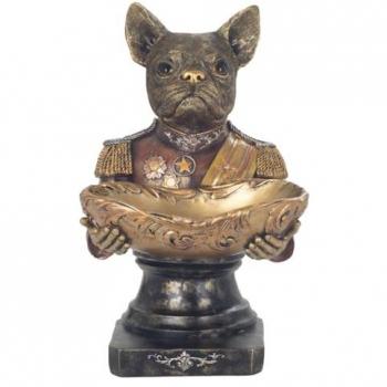 Cadeau Maison & Bureau – Plateau Bouledogue Moderne, Résine Dorée