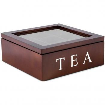 Wooden Tea and Coffee Storage Box with 9 Grids