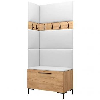 Conjunto de entrada Hartford F103, 196x84x46cm, craft roble, cuero ecológico, aglomerado laminado