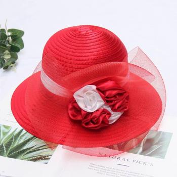 Sommer‑Derby Chapeau Femme – breite Krempe, schwarze Bogenblume