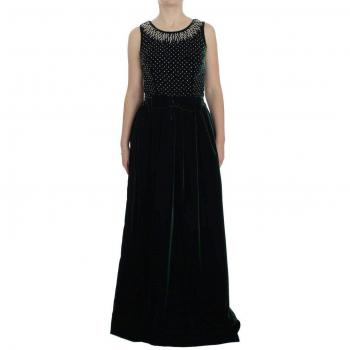 Abito Couture Verde Velluto con Perlage di Cristalli D&G