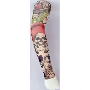 Geometric Arm Warmers with Red Skull Design
