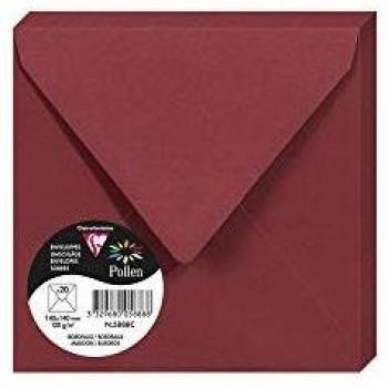 Clairefontaine 5888C Packung mit 20 Umschläge Pollen 140 x 140 mm, 120g, bordeaux