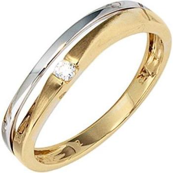 Damenring 333 Gold Gelbgold und Weißgold teilmattiert 1 Zirkonia Größe 58