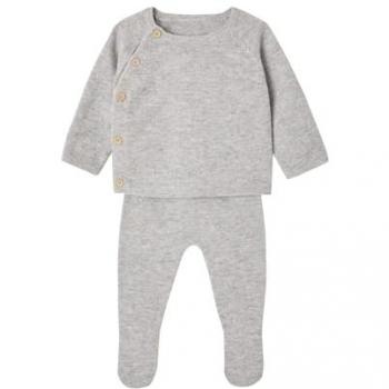 Cashmere Wool Baby Apparel Set – Envie de Fraise, Marl Grey (6M-67CM)