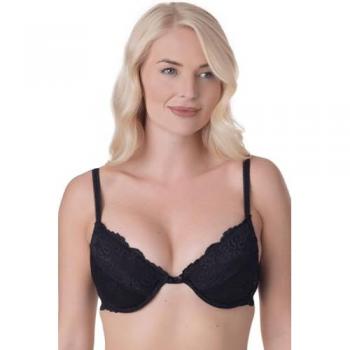Camille Women's 32A Floral Lace Padded Bra – Black Edition