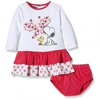Vestido bebé-niñas Bimbus Abitino Interlock C/ Balze Peanuts, Blanco