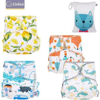 Pañal AI2 de Tela Suave para Bebés, 4 Unidades, Lavable y Resistente al Agua, Incluye Bolsa Húmeda
