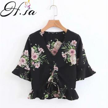 Blusa de Verano con Volantes y Estampado Floral